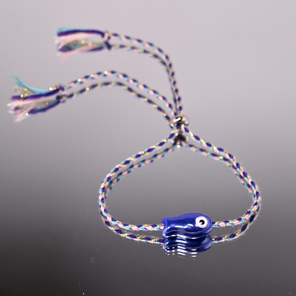 Ceramic Fish Bracelet Handwoven Cord Tibetan Braiding